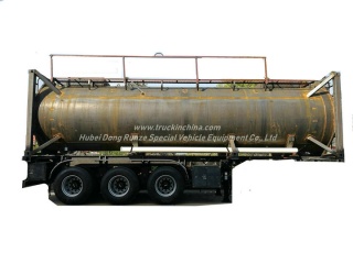 30FT UN1789 염산 ISO 탱크 콘테이너 26KL -28KL 강철 탱크는 LDPE 16mm를 일렬로 세웠습니다